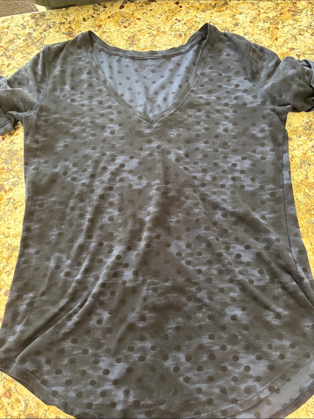 Lululemon Women's Black Polka Dot V-Neck Top